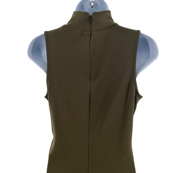 Chelsea28 Olive Crepe Knit Sleeveless Mock Neck Bodycon Dress Women Sz S - Picture 6 of 9